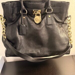 Michael Kors Black Shoulder Bag with Gold Chain
